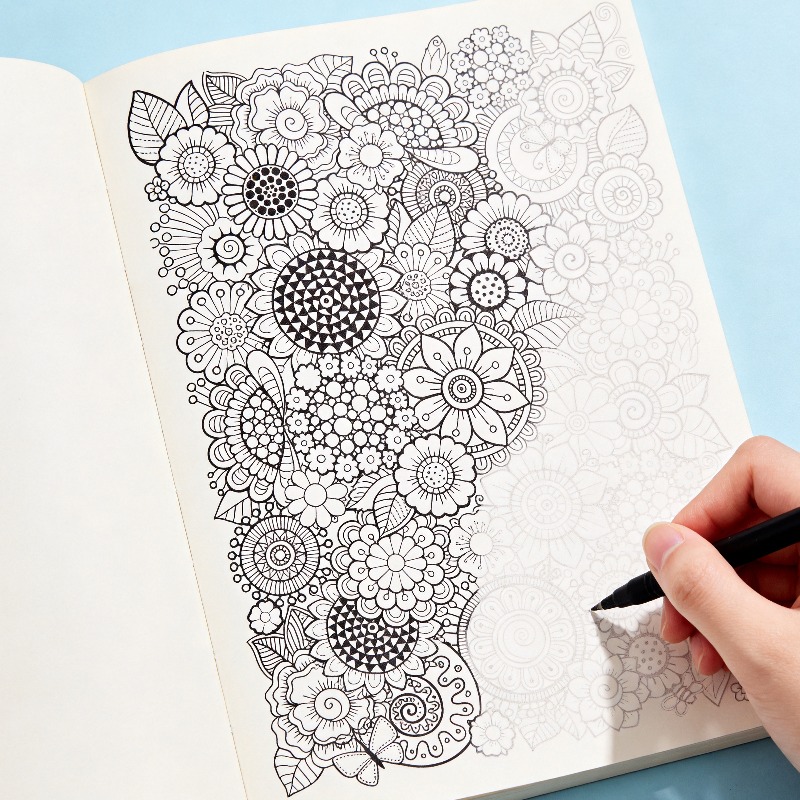 Adult Coloring Book Stress Relief - Satu Buku Grafiti Gambar Tangan untuk