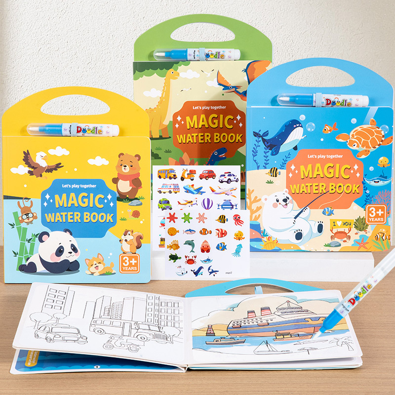 Reusable Water Magic Coloring Book - Buku Ajaib Gambar Air Mainan Montessori