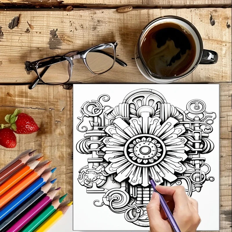 Buku Mewarnai Bunga Steampunk  - Adult Coloring Book Stress Relief ulasan dan harga