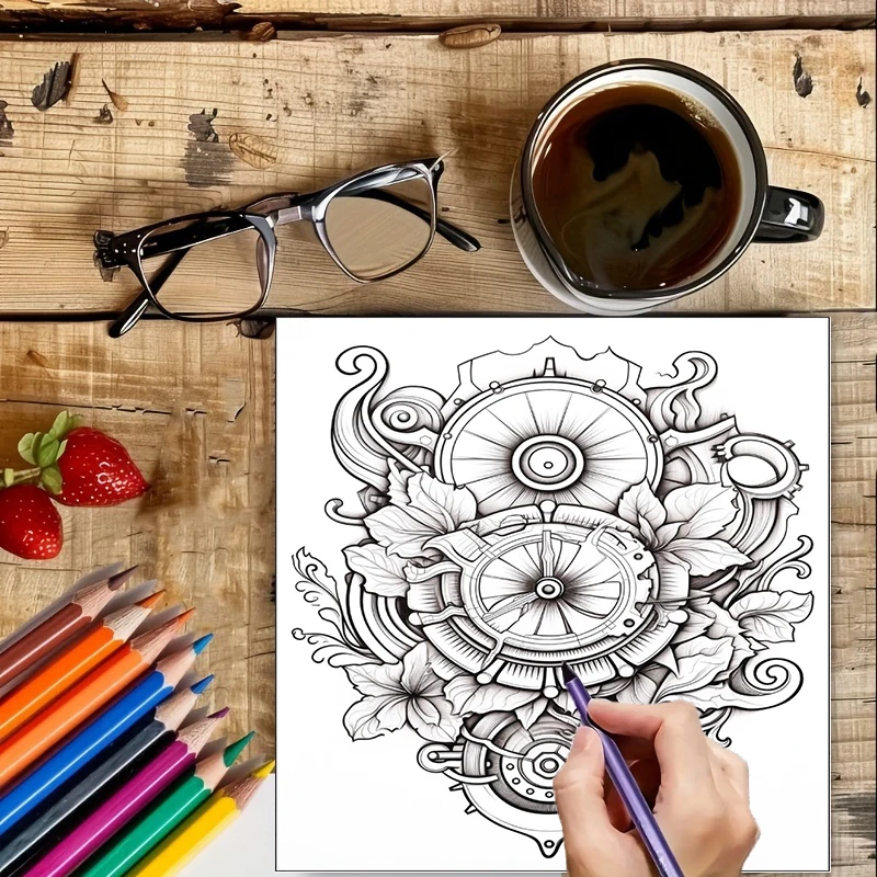 Buku Mewarnai Bunga Steampunk  - Adult Coloring Book Stress Relief ulasan dan harga