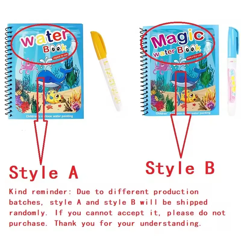 1 Buku + 1 Pena Buku Mewarnai  - Reusable Water Magic Coloring Book ulasan dan harga